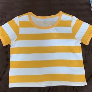 Yellow and white striped crop T-shirt from Pacsun!
